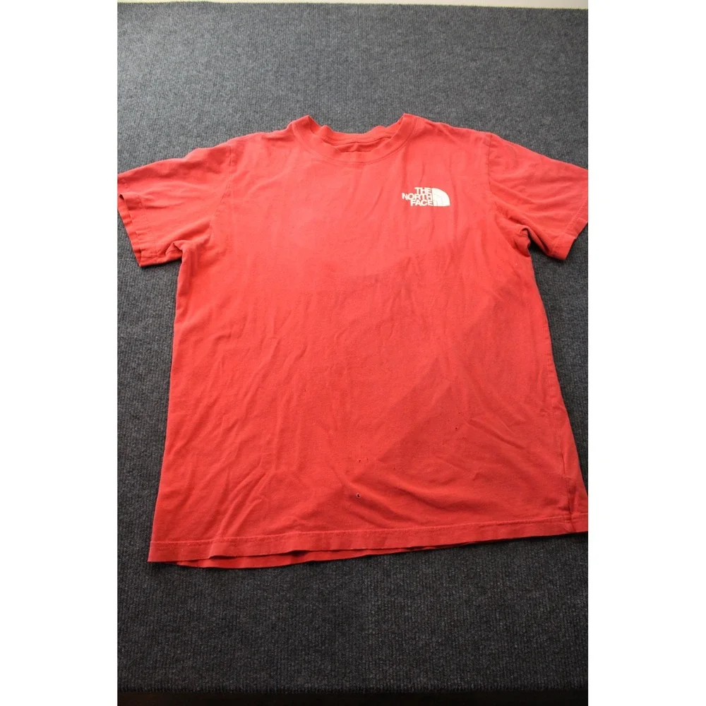 The North Face Mens Large Red Short Sleeve Logo Graphic T-Shirt Distressed